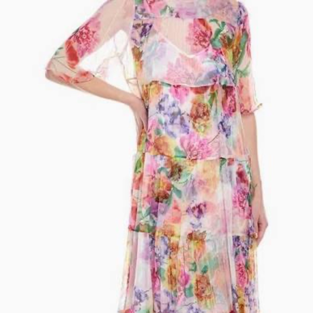 Johnny Was floral silk maxi M "Fiona"